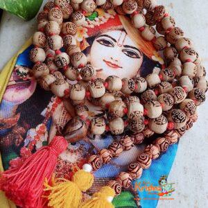 108 + 1 Krishn Carved , Shyama Tulsi Beads Japa Mala With Krishn Japa Bag & Sakshi Mala – Premium