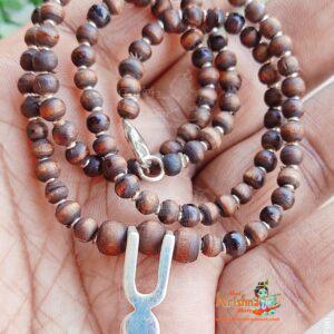 Iskcon Tilak Silver Locket Shyma Tulsi Neck Mala in Silver