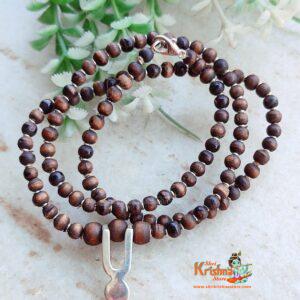 Iskcon Tilak Silver Locket Shyma Tulsi Neck Mala in Silver