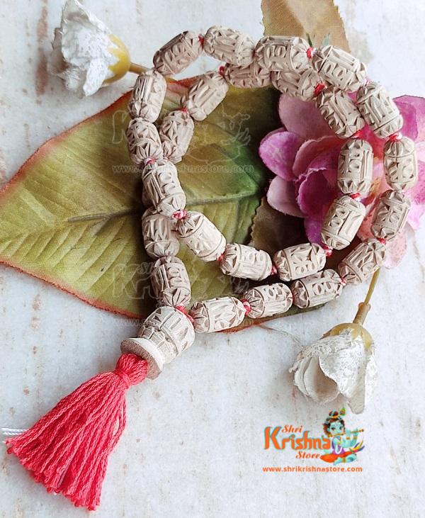 Krishna Tulsi Beads Knotted Beautiful Jap Chanting Mala 27 + 1 With Guru Bead