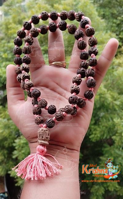 Iskcon 108 + 1 Shyama Tulsi Beads Original Tulsi Japa Mala in Radha Carved Beads – Radhe Radhe Japa Mala