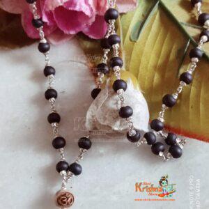 54+1 Beads Mala in Silver with Flower Caps – Premium