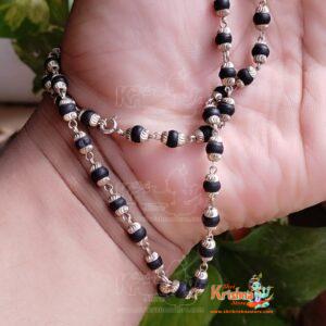 54+1 Silver Shyma Tulsi Black Beads Mala For Wear And Japa Both Purpose