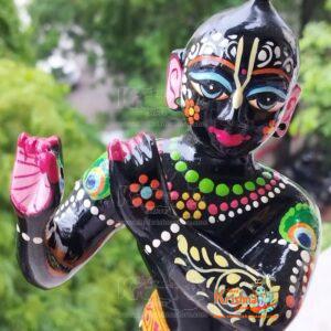 Standing Brass Hand Painted Radha Krishna Murti