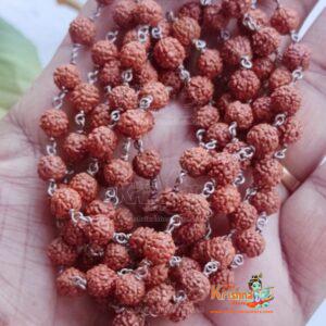 Rudraksh Japa Mala 108 Beads with One Om Guru Beads in Silver Mala