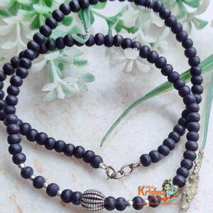 Silver Black Beads Tulsi Mala Beautiful Design