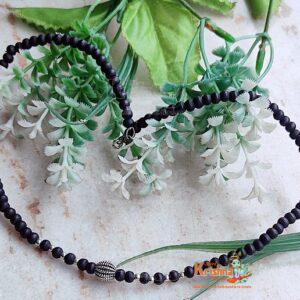 Silver Black Beads Tulsi Mala Beautiful Design