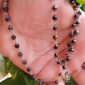 54+1 Silver Shyma Tulsi Black Beads Mala For Wear And Japa Both Purpose