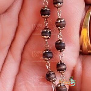 54+1 Silver Shyma Tulsi Black Beads Mala For Wear And Japa Both Purpose