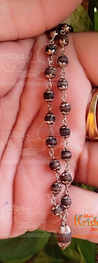 54+1 Silver Shyma Tulsi Black Beads Mala For Wear And Japa Both Purpose
