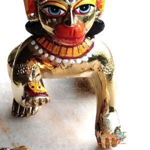 Fine Brass Hand Painted Bal Hanuman Idol Statue / Little Bajrang Bali