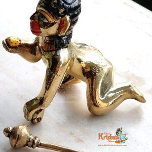 Fine Brass Hand Painted Bal Hanuman Idol Statue / Little Bajrang Bali