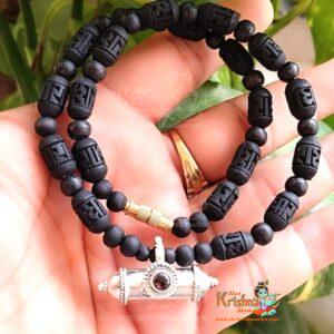 Silver Narasimha Kavacha with Shyama Tulsi Beads Mala