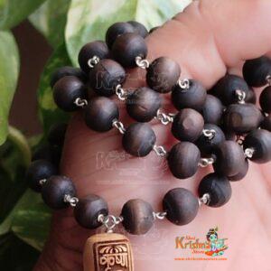 54+1 Radha Carved Silver Shyma Tulsi Beads Mala For Wear And Japa Both Purpose