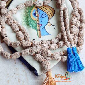 Hand Work Krishna Carved Tulsi Japa Beads Chanting Japa Mala Set