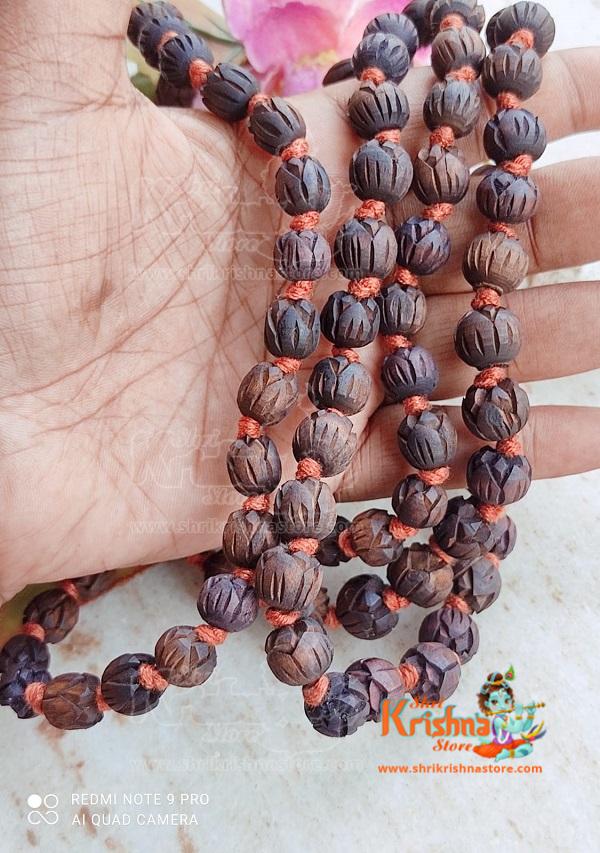 Shyama Tulsi Lotus Beads Knotted Beautiful Jap Chanting Mala 108 + 1 With Guru Bead