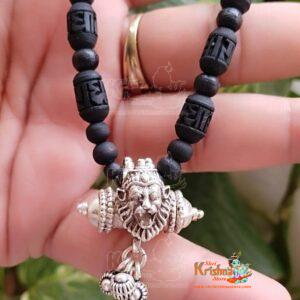 Silver Narsimha Kavach Necklace with Shyma Black Original Tulsi