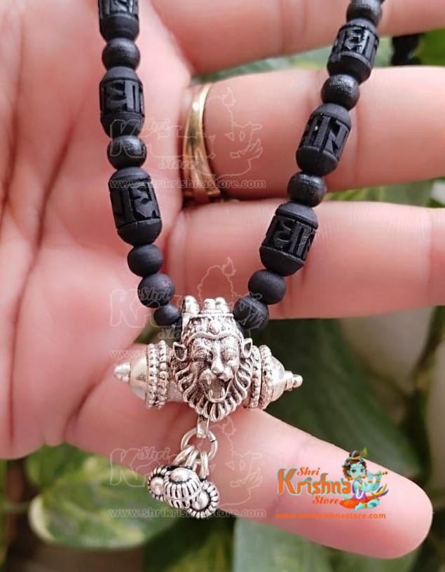Silver Narsimha Kavach Necklace with Shyma Black Original Tulsi