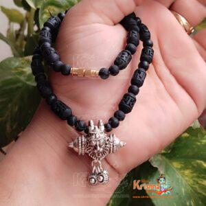 Silver Narsimha Kavach Necklace with Shyma Black Original Tulsi