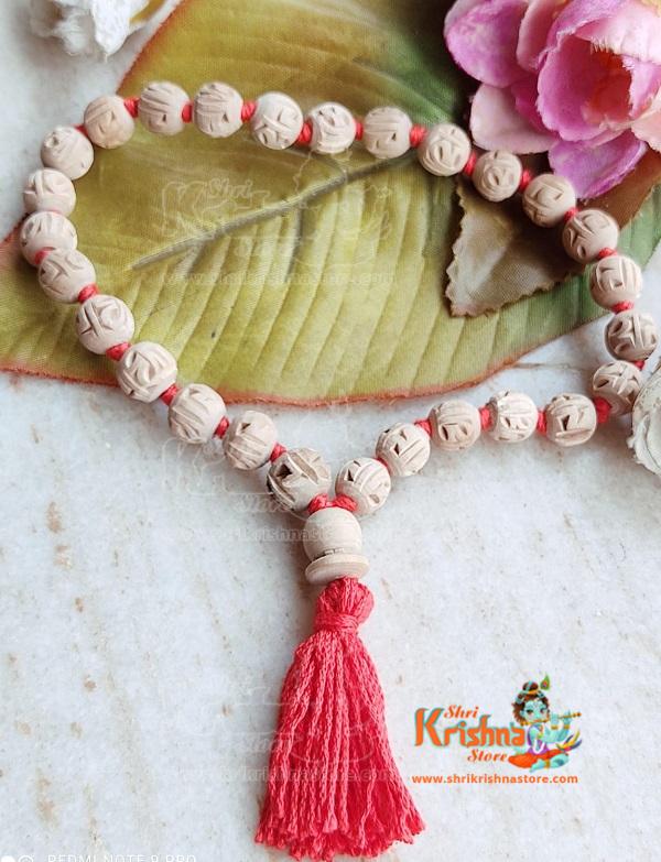 Krishna Tulsi Beads Knotted Beautiful Jap Chanting Mala 27 + 1 With Guru Bead