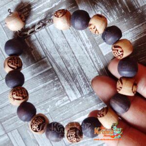 Radha Carved with Shyma Tulsi Beads Silver Bracelet