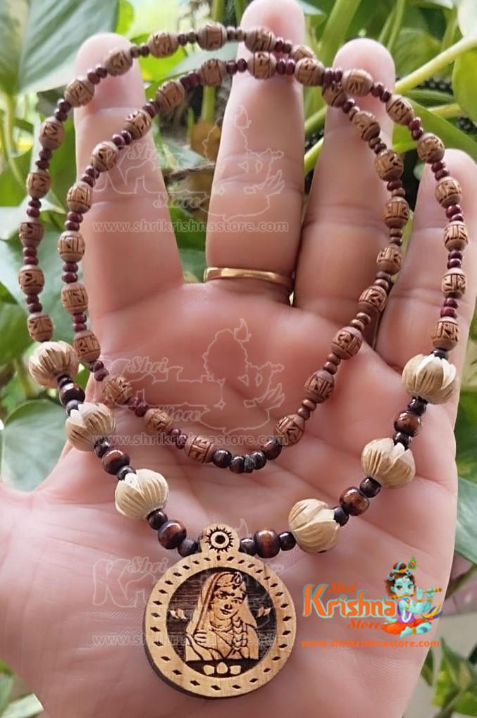 Radha Rani Tulsi Locket with Lotus Beads Mala