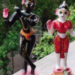 Standing Brass Hand Painted Radha Krishna Beautifully Designed Murti