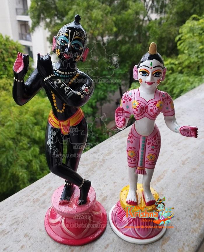 Brass Hand Painted Radha Krishna Murti 11 No