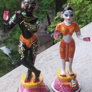 Standing Brass Hand Painted Radha Krishna Murti