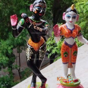 Standing Brass Hand Painted Radha Krishna Beautifully Designed Murti 12 No Size