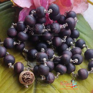 54+1 Krishna Guru Beads Tulsi Mala in Silver with Silver Caps – Premium