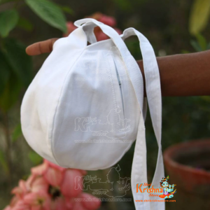 Beautiful Cotton White Japa Gomukhi, Prayer Bag, Chanting bead bag
