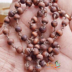 Silver Tulsi Mala in Flower Capped 54 + 1 Beads