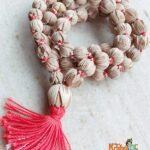 Shyama Tulsi Lotus Beads Japa Mala With Red Tassel-54 Beads