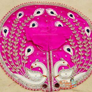 Laddu Gopal Fancy Peacock Feather Hevy Design Pink Dress- 6 No Gopal Ji