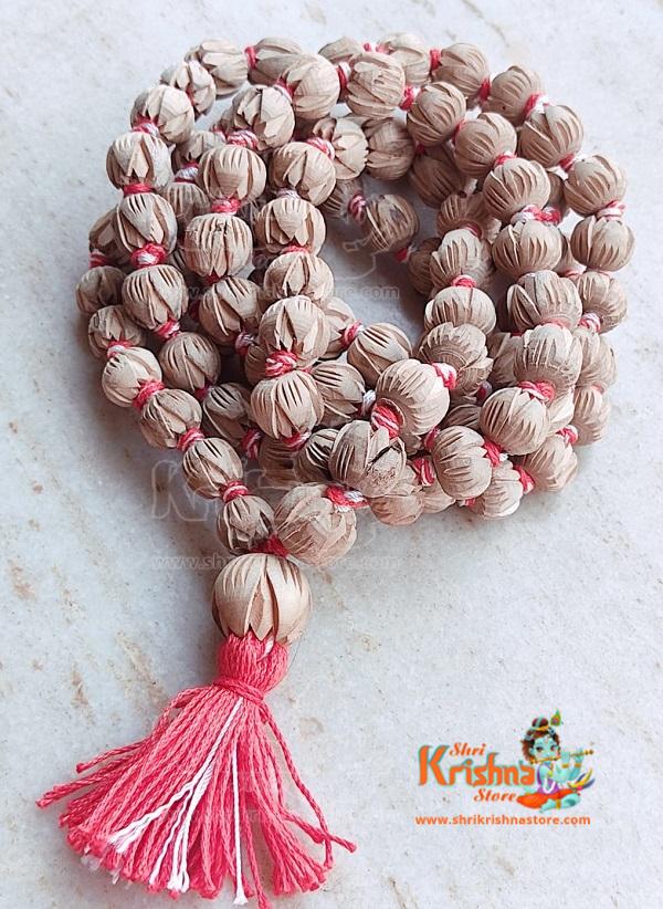 Shyama Tulsi Lotus Beads Knotted Beautiful Jap Chanting Mala 108 + 1 With Guru Bead
