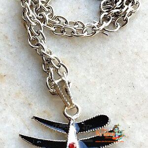 Mahakal Locket With Chain Rhodium Zinc, Metal Pendant Black