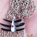 Mahakal Locket With Chain Rhodium Zinc, Metal Pendant Black