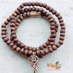 Radha Mor Pankh Design Tulsi Locket Mala