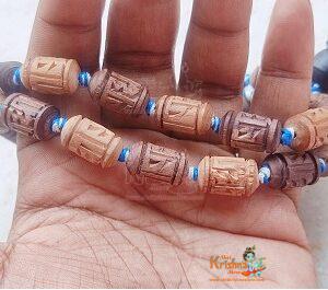 Radha Carved Cylindrical Beads Tulsi Sumarni Mala-27 + 1 Beads