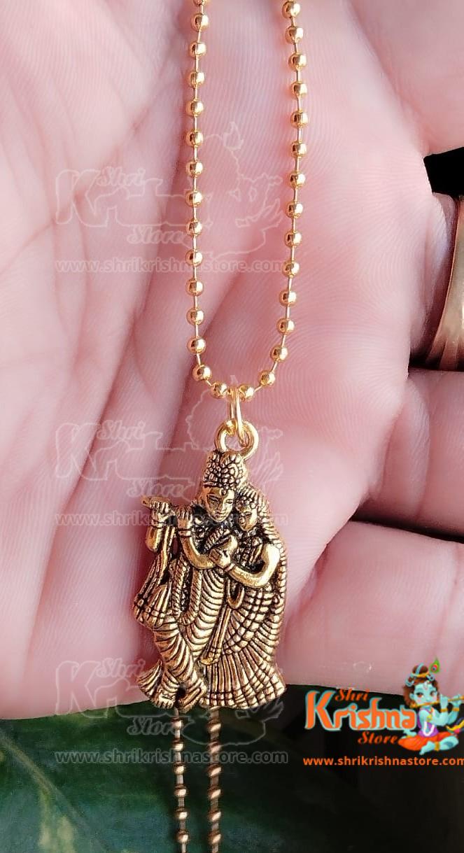 Radha Krishna Locket With Chain Gold Pendant