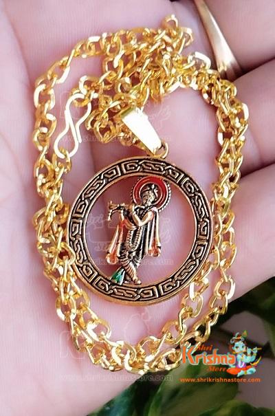 Krishna Locket With Chain Gold Pendant Gold