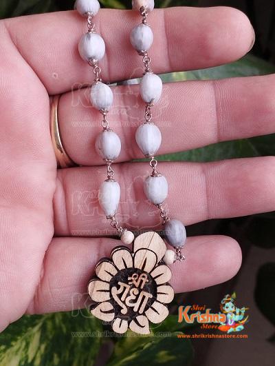 Shri Radha Locket With Vaijanti Mala Silver Mala