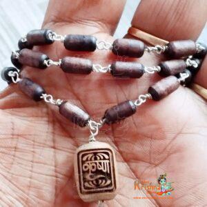 Beautiful Design Tulsi Krishna Beads Silver Mala