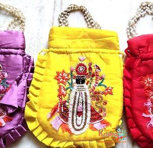 Banke Bihari Ji-Beautiful Design Embroidery Potli Bag