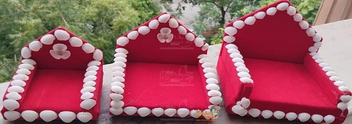 Laddu Gopal Wooden Velvet Bed/Singhasan Jhula