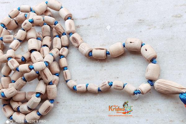 Iskcon Tulsi Japa Mala with Sky Blew Tassel and Lotus Beads Guru Bead – Supper Fine Quality