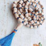 Iskcon Tulsi Japa Mala with Sky Blew Tassel and Lotus Beads Guru Bead – Supper Fine Quality