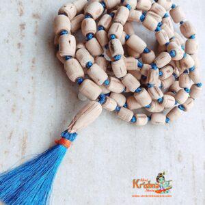 Iskcon Tulsi Japa Mala with Sky Blew Tassel and Lotus Beads Guru Bead – Supper Fine Quality