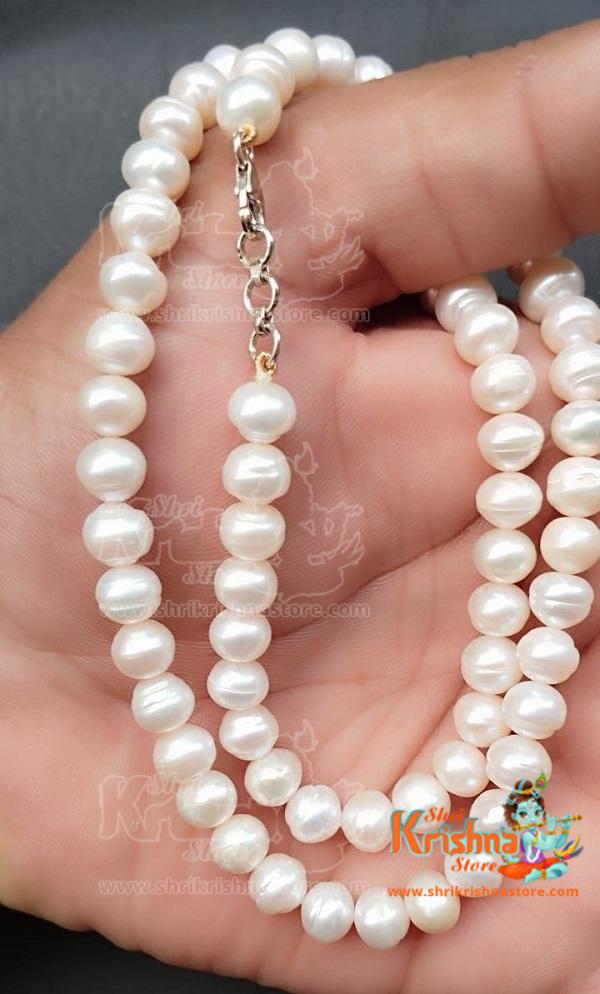 Moti Natural Pearl Mala - Round